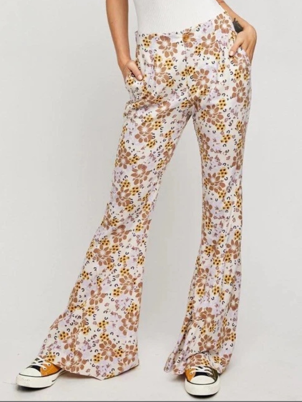 Free People Can't Take My Eyes Off Pant in Tea Combo Sz Small Retro 70s